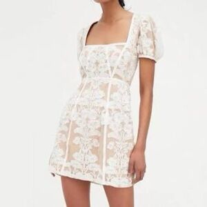 For Love & Lemons Temecula Mini Dress Cream Lace Detail Women’s Size Small